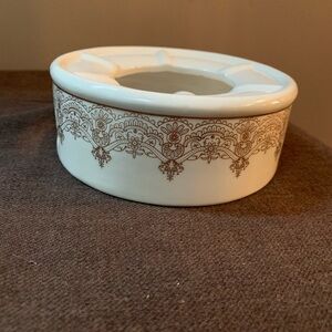 Vintage Elegant White and Gold Ceramic Teapot Warmer